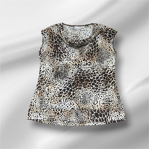 Chico's Tops - Chicos Leopard Print Draped Front Sleeveless Top Size 2